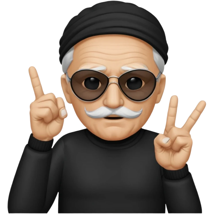 Some white old guy with a mask on and black shades with it also holding up the middle fingers emoji
