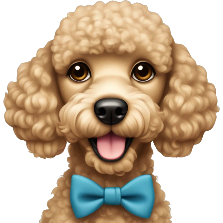 Beige tan poodle with small round face black eyes and a bowtie  emoji