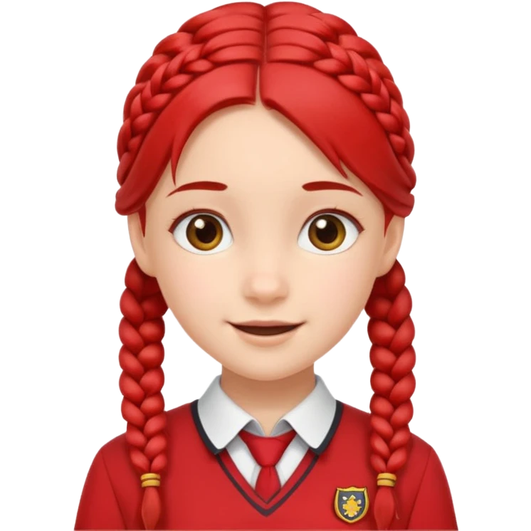 A girl with two braids and school red uniform  emoji