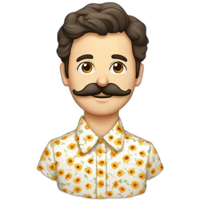 Garçon moustache chemise à fleurs emoji
