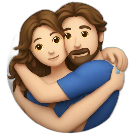 europeans lovers with brown hairs hugging in a comforter ball emoji