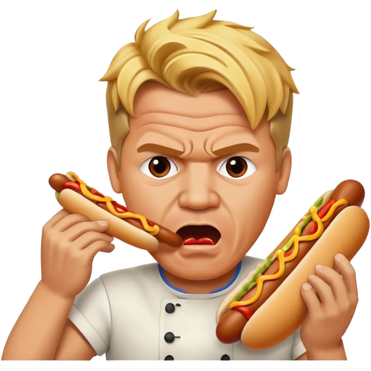 gordon ramsay eat a hotdog, angry emoji