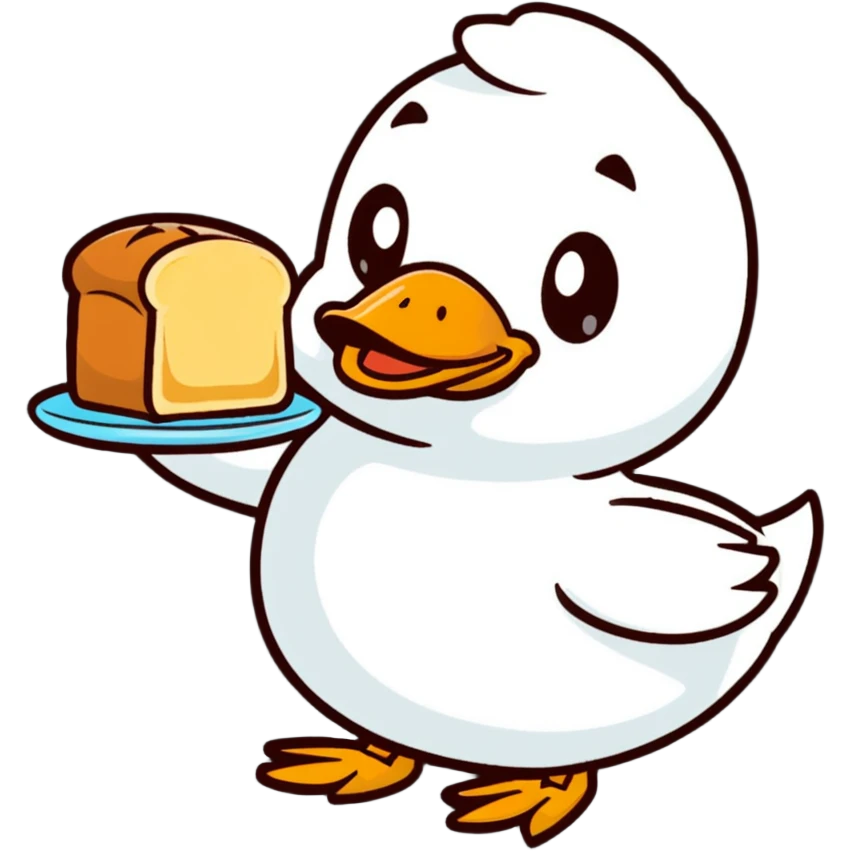 duck serving fresh gluten bread emoji
