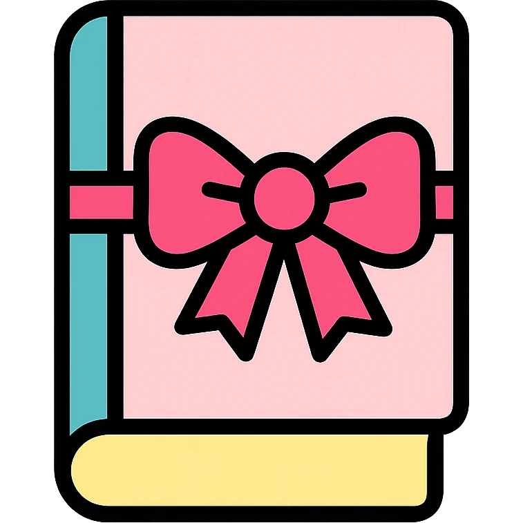 light pink book with a pink bow icon emoji