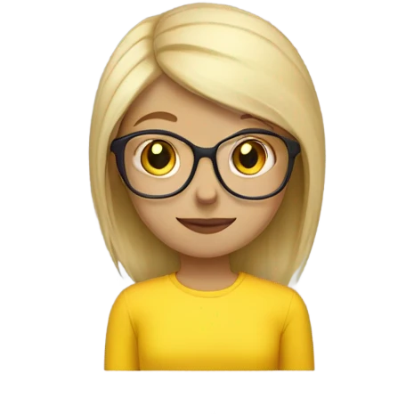BLOND-straight-haired-girl-glasses-YELLOW-shirt emoji