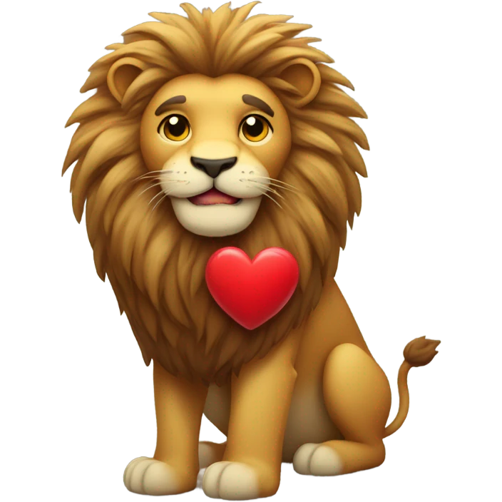 Lion holding a heart  emoji