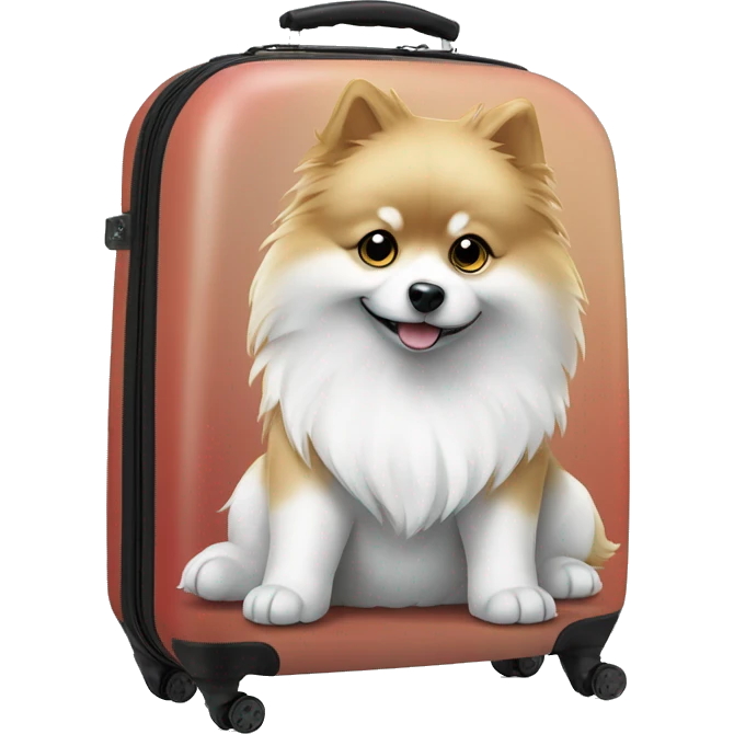 Sitting small spitz dog suitcase with suitcase  emoji