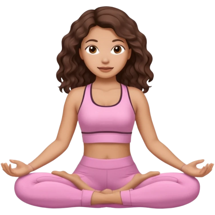 Latina yoga girl light pink clothes, chocolate brown wavy hair emoji