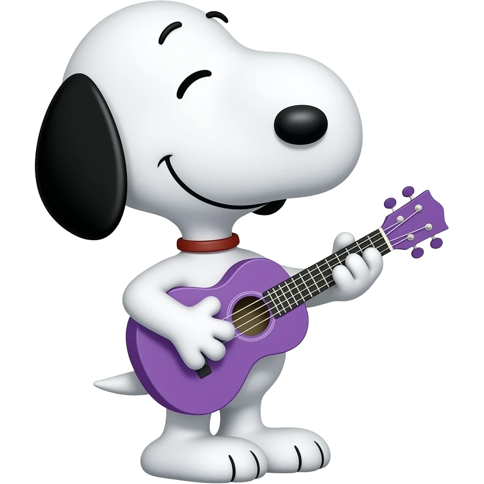 Snoopy playing purple ukulele emoji