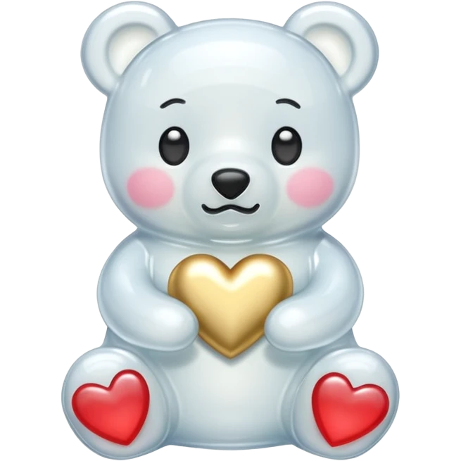white gummy bear with gold heart kawaii  emoji