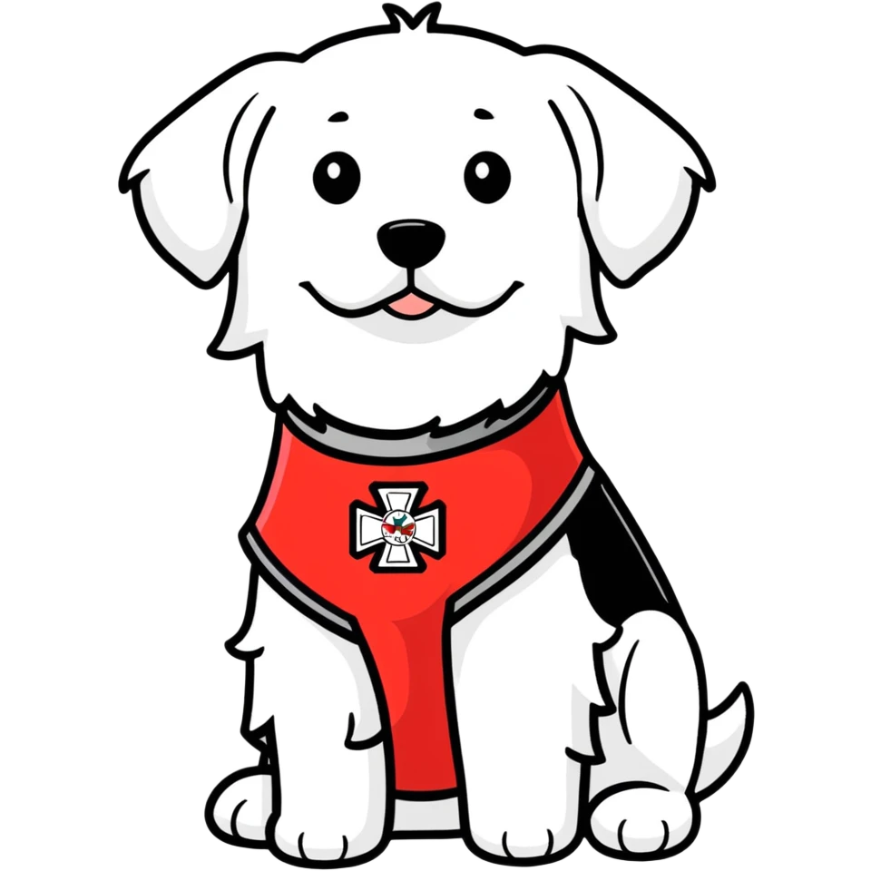 Maltese Service dog wit red program vest  emoji