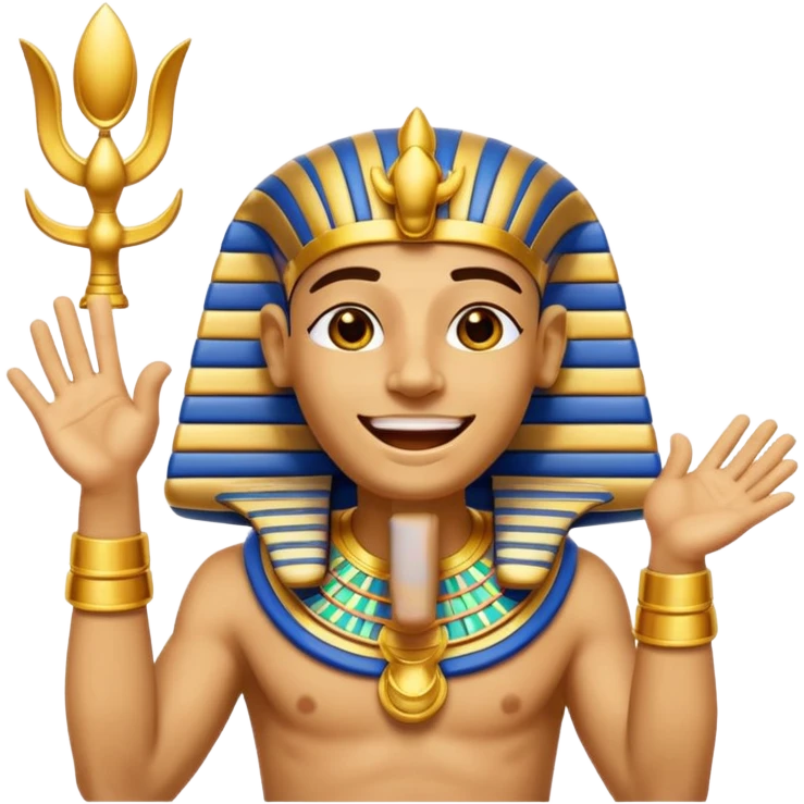 Discord emoji for "RA Silkroad", Ancient Egyptian theme, funny Pharaoh clapping hands laughing, cartoonish, colorful, shiny gold, small and clear.
 emoji