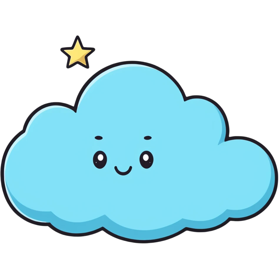 pastel blue cloud with twinkling stars emoji