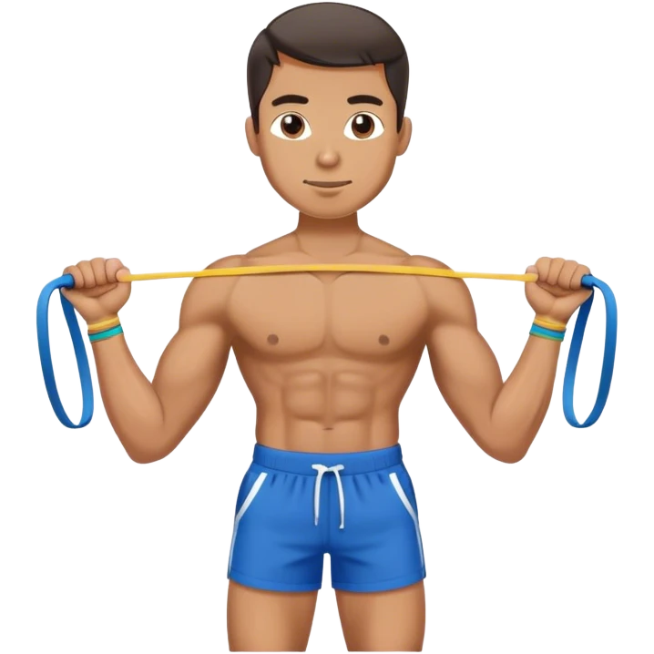 fit man with blue shorts resistance bands exercises emoji