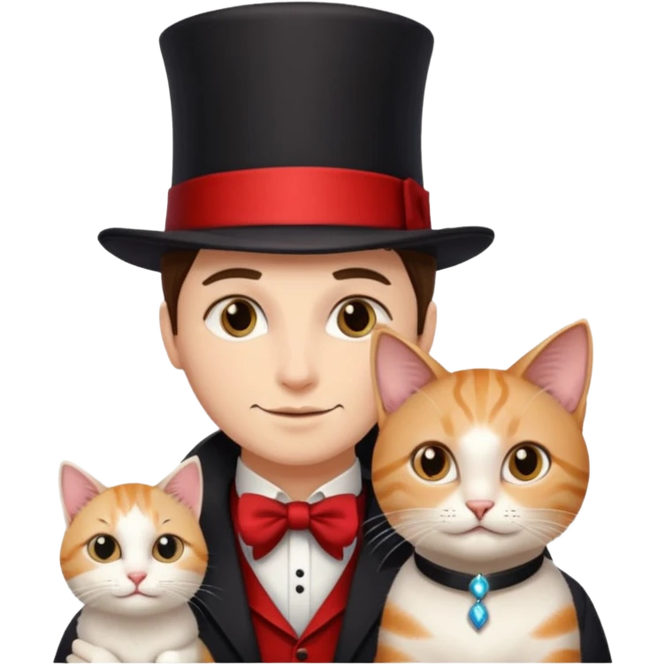 magician couple and their pet cat emoji