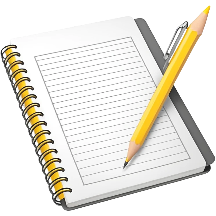spiral journal and yellow pencil emoji