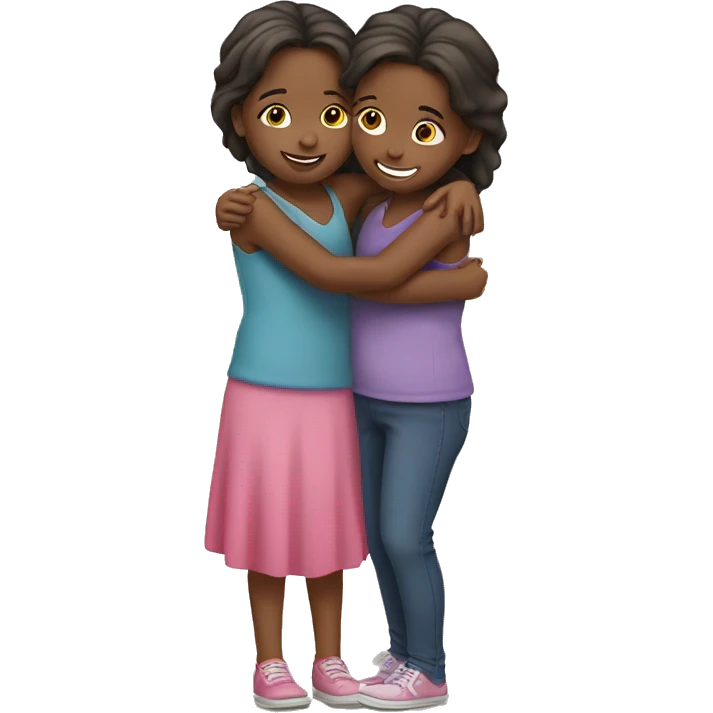 Create two little girls hugging themselves emoji