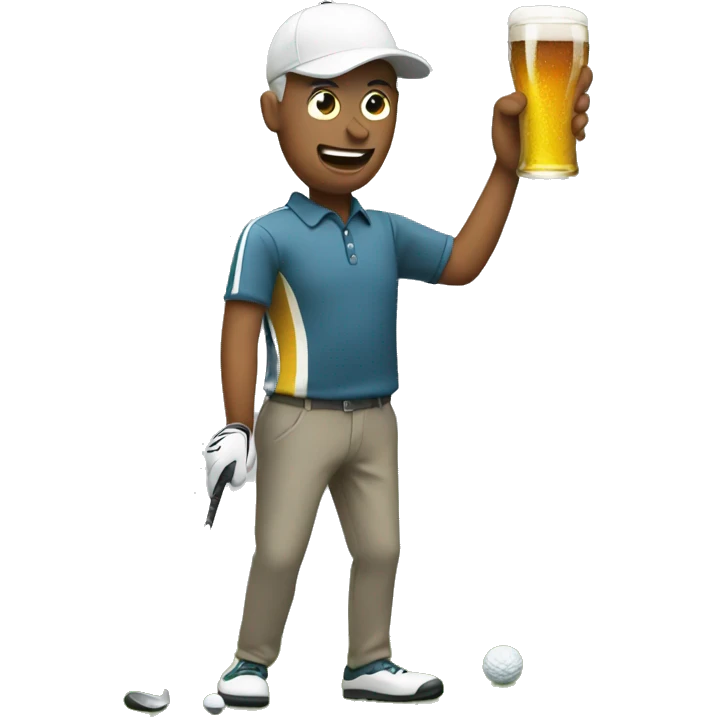 Golfing with a beer emoji