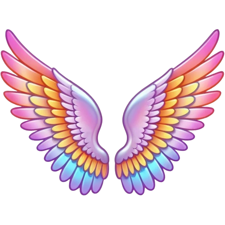 angel wing with a colored outline with a pink orange mix emoji