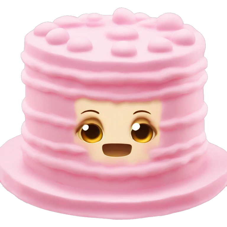 baby pink multitier cake with white frosting emoji