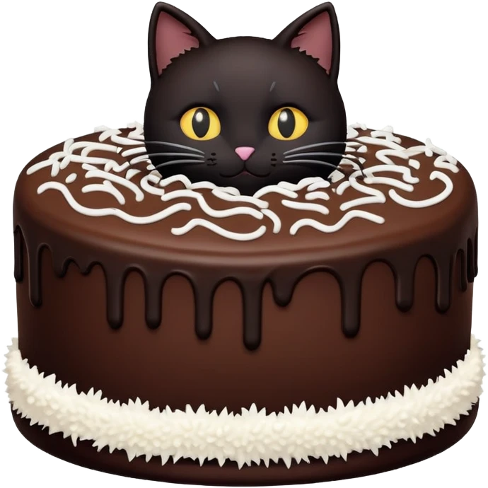 Long haired black cat cake emoji