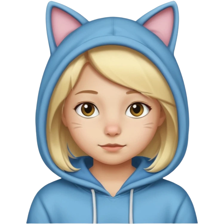 blonde girl kid in cat hoodie costume emoji