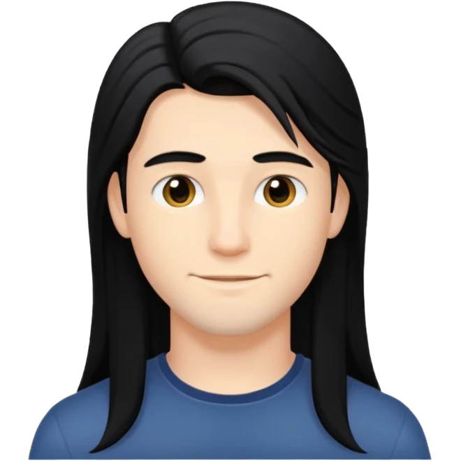 Young man with long flowing hair Dark black in color emoji