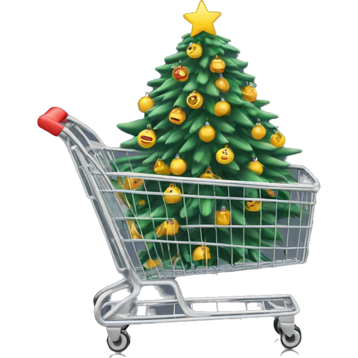 Christmas tree in shopping trolley emoji