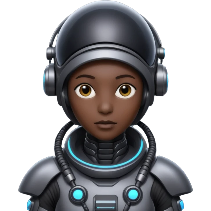 black aliens look alike humans but very tech emoji