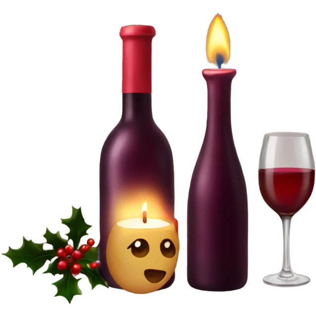 Wine and Christmas candles emoji