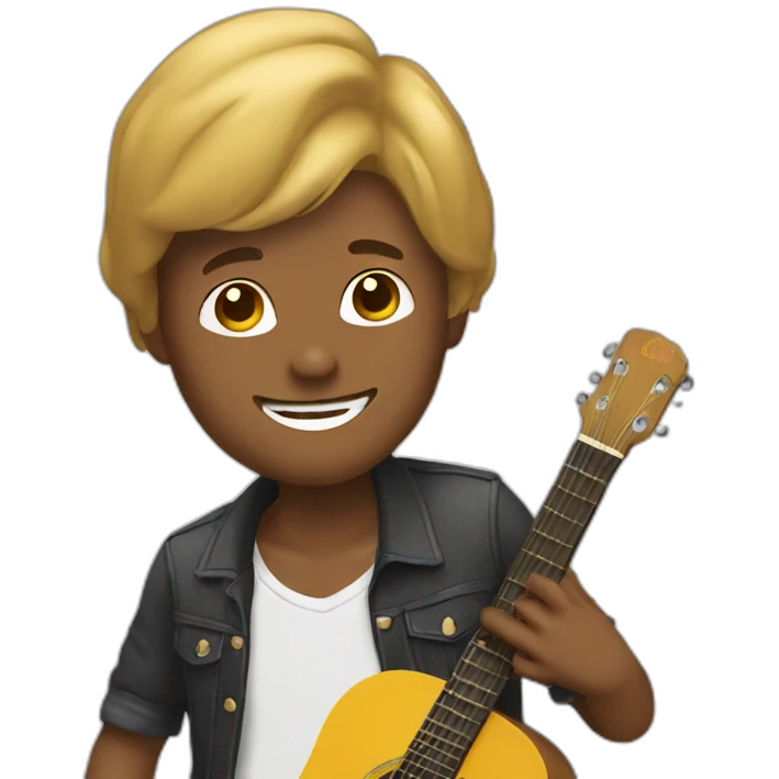 handsome guy with a bob plays the guitar emoji