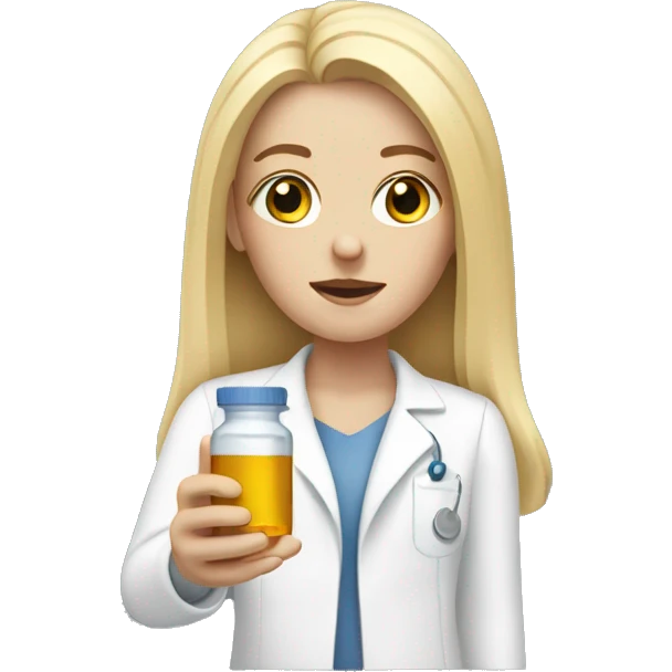 White lady with long blonde hair giving herself a shot of medicine emoji