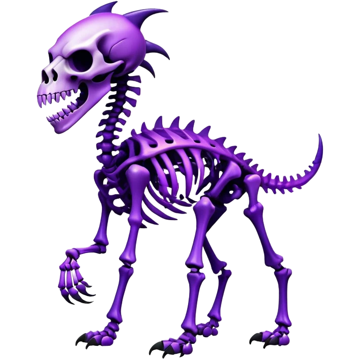 A black and purple gradient epic shiny cool edgy skeletal animal, full body emoji