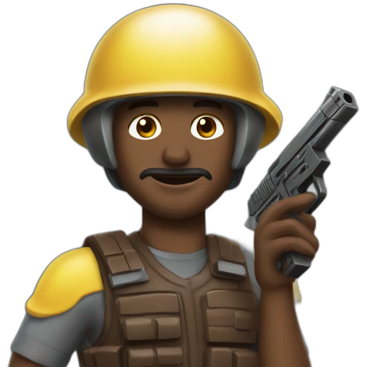 Chocorrol brown with gun and helmet  emoji