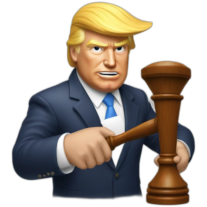 Donald trump holding a gavel wearing a maga hat emoji
