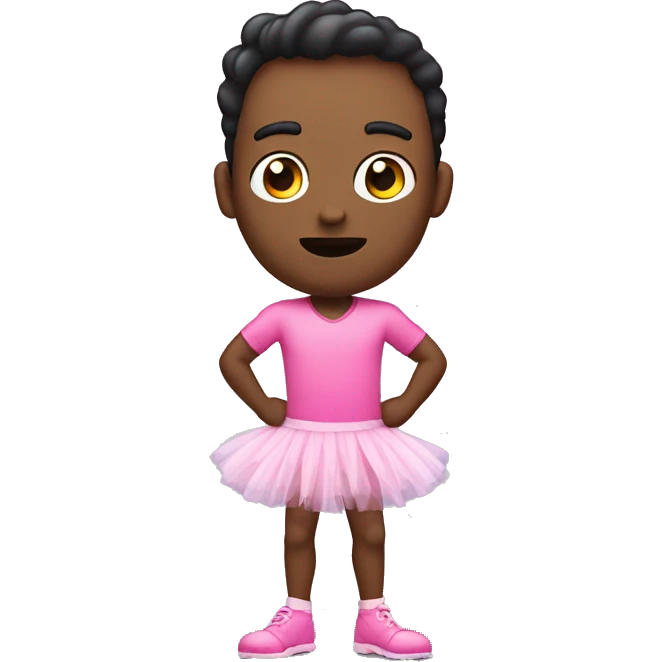 Nervous handsome male in pink tutu,full body emoji