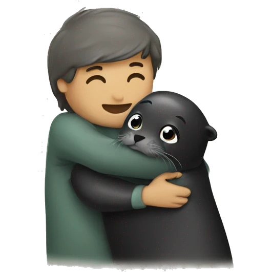 Callan hugs a seal emoji