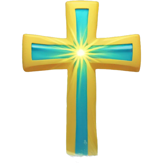 Cross with sunbeams in the backgroung and water waves infront emoji