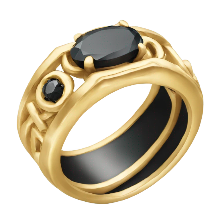 gold ring with black oval diamond emoji