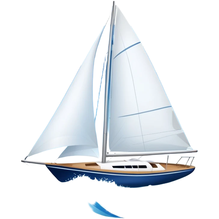 An icon featuring a sleek sailboat with billowing sails cutting through the waves. The design includes the boat's mast, a wind-filled sail, and water splashes, symbolizing the thrill and skill of sailing. Transparent background highlights the elegance and power of wind-driven sports. emoji