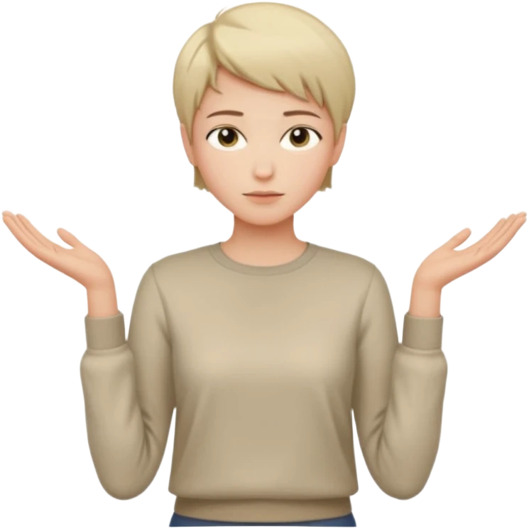 androgynous upper body, hands at sides, short hair, neutral clothing emoji