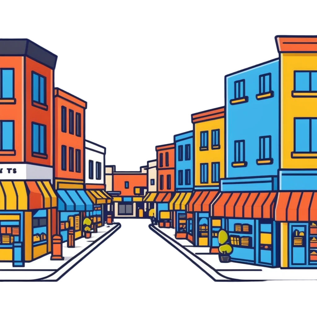 busy street with shops emoji