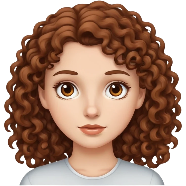 white girl with brown curly hair and brown eyes emoji