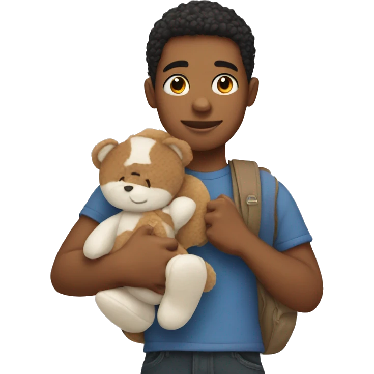 Boy carrying a stuffed animal emoji