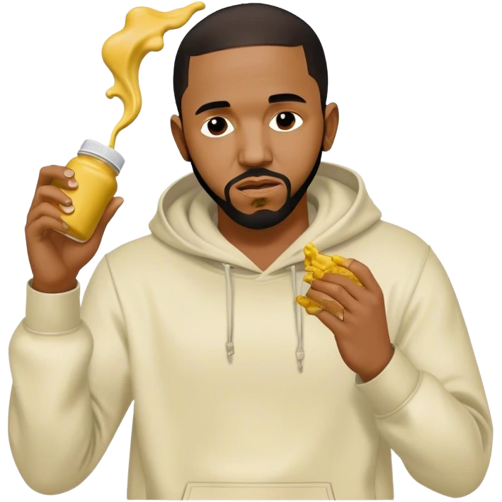 Kendrick Lamar, throwing mustard on Drake emoji