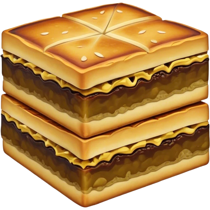 Martabak Cinematic Realistic Martabak Dish Emoji, depicted as a single, square slice of sweet, thick martabak with a rich, indulgent filling, rendered with detailed textures and vibrant, appetizing lighting. emoji