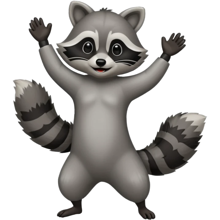 a full body raccoon celebrating / dancing  emoji