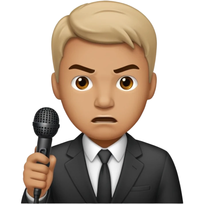 the male office manager yelling at her to stop with angry face and unpluggging her microphone cable
 emoji