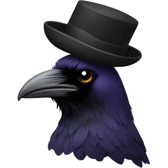 Raven wearing a hat emoji