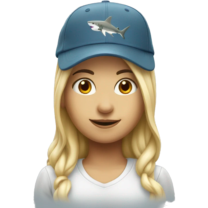 female shark with new york cap emoji